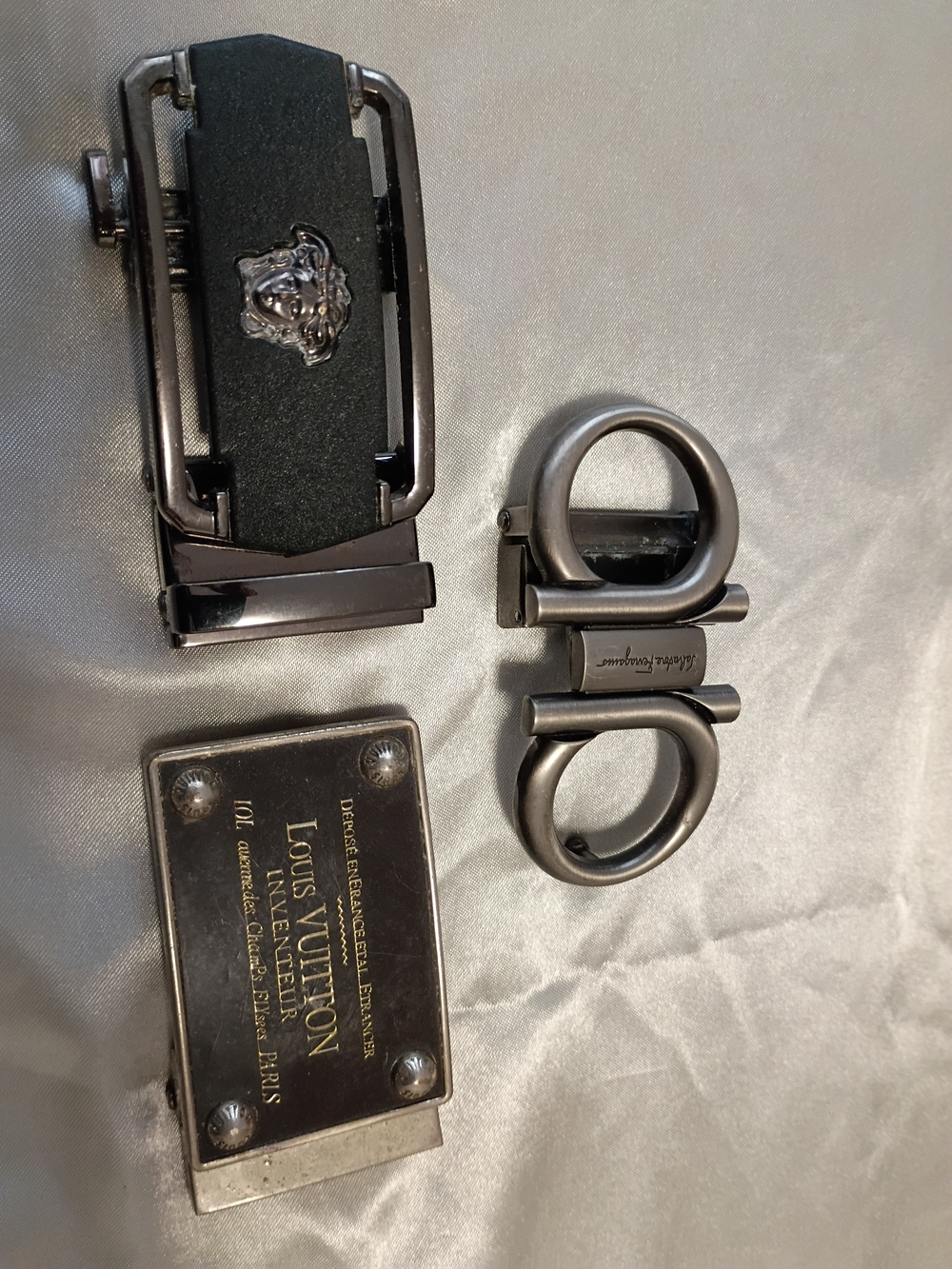 Bundle DEAL. Louis Vuitton Gunmetal and Black Belt Buckle Set